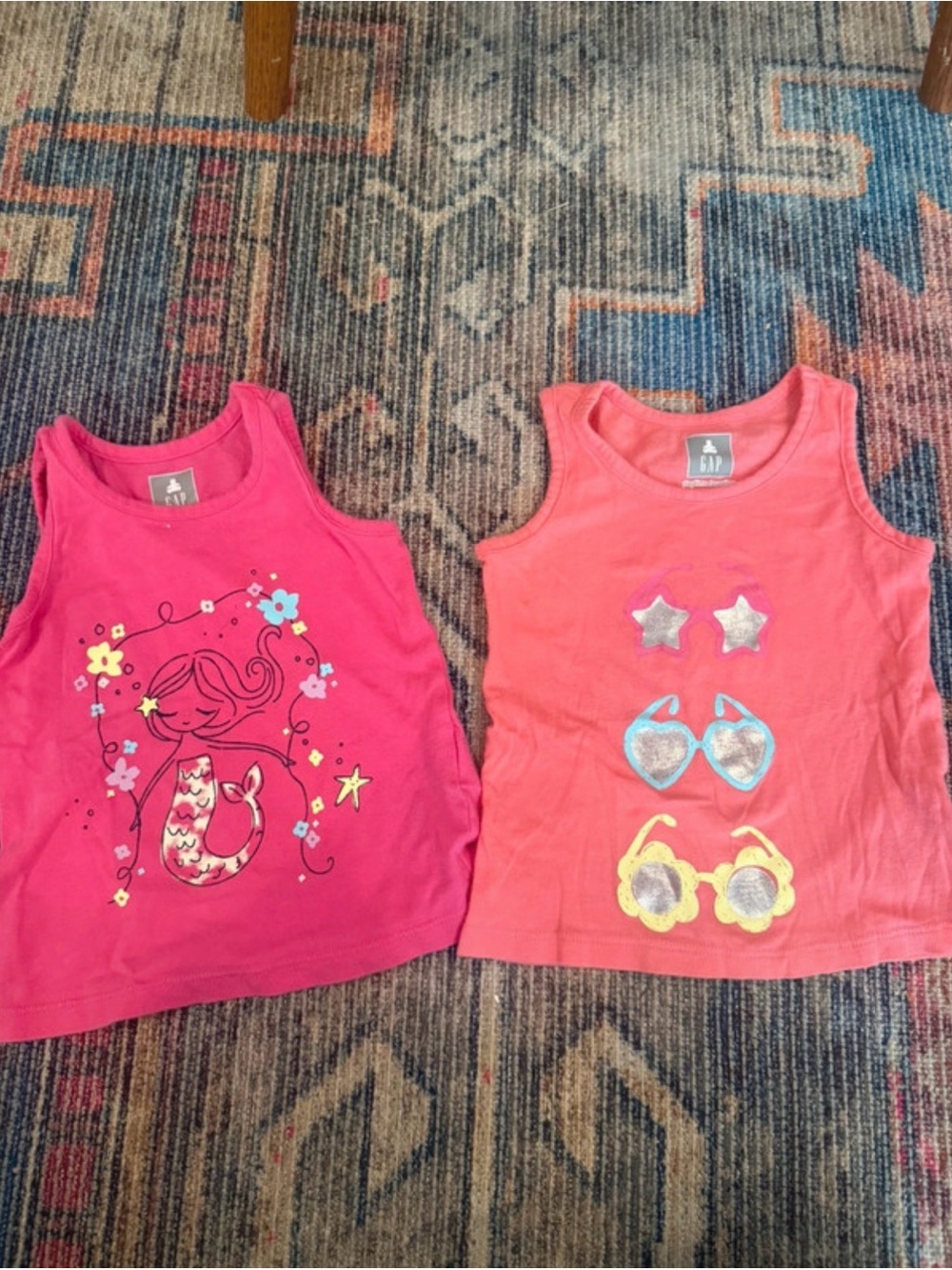 GAP Girls Pink Mermaid & Coral Sunglasses Tank Top - set of 2